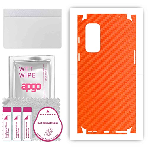 apgo Rückseite + Seiten Schutzfolie, Skin, kompatibel mit OnePlus Nord 2, Hinten Displayschutzfolie aus Vinylfolie, Kratzfest, einfache Montage - Karbon Orange von apgo