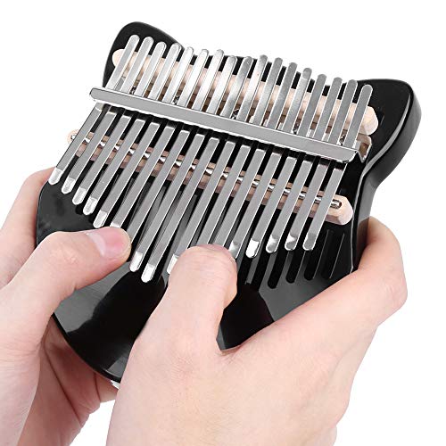 17-Tasten-Kalimba-Musikinstrument mit Design und Zubehör, für Anfänger und Tasteninstrumente Zum Verschenken (BLACK) von aqxreight