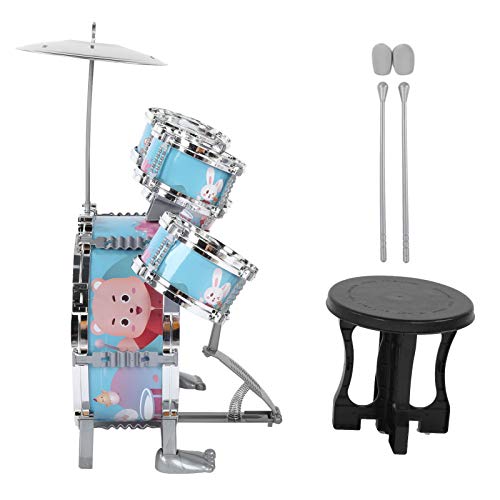 Set, Cartoon-Schlagzeug-Set, Pädagogisches Musikinstrument, Jungenspielzeug, Blaues -Set, Trommel, Schlagzeug-Set, Musik-Set, Musikinstrument, Spielzeugtöne, Damit mit von aqxreight