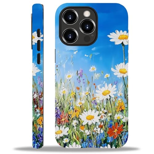 artslion Aesthetic Hülle für iPhone 14 Promax mit Muster, Stoßfest & Kratzfest Anti-Rutsch Schutzhülle Wilde Blumen Design von artslion