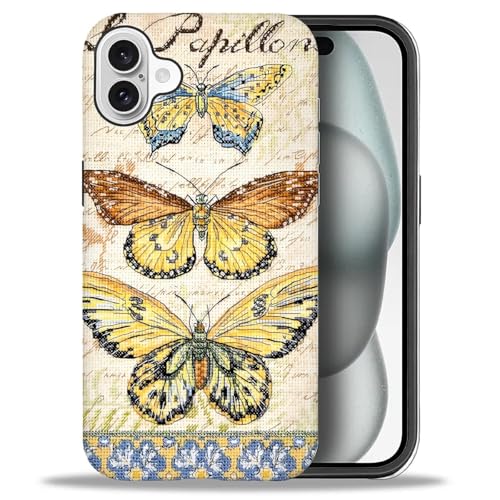 artslion Cute Handyhülle für iPhone 16 Plus hülle 6,7 Zoll, Schmetterling Muster Stoßfest Kratzfest Schutzhülle für iPhone 16 Plus von artslion