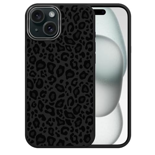 artslion Magnetisch Hülle für iPhone 15 Plus 6,7 Zoll Kompatibel mit MagSafe, Handyhülle Rückseite Stoßfest Schutzhülle-schwarzer Leopard Muster von artslion