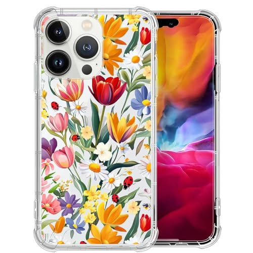 artslion für iPhone 13 Promax hülle durchsichtig 6,7 Zoll, Blumen Handyhülle Stilvolle Designs, Anti-Kratzer Transparent Rückseite von artslion