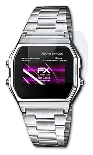 atFoliX Glasfolie kompatibel mit Casio A158WEA-1EF Panzerfolie, 9H Hybrid-Glass FX Schutzpanzer Folie von atFoliX