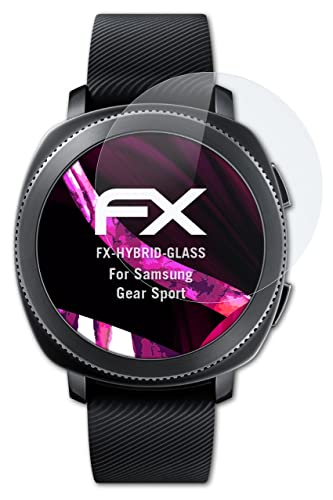 atFoliX Glasfolie kompatibel mit Samsung Gear Sport Panzerfolie, 9H Hybrid-Glass FX Schutzpanzer Folie von atFoliX