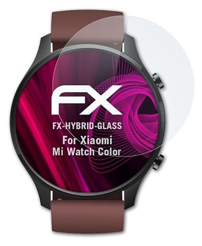 atFoliX Glasfolie kompatibel mit Xiaomi Mi Watch Color Panzerfolie, 9H Hybrid-Glass FX Schutzpanzer Folie von atFoliX