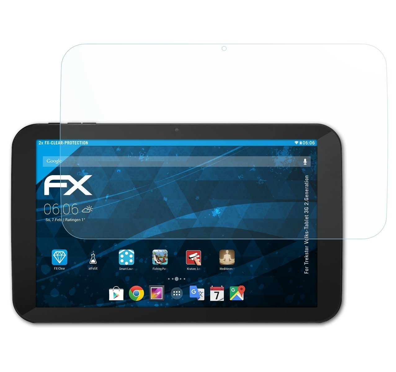 atFoliX Schutzfolie Displayschutz für Volks-Tablet 3G 2.Generation, (2 Folien), Ultraklar und hartbeschichtet von atFoliX