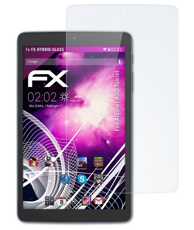 atFoliX Schutzfolie Panzerglasfolie für Alcatel A30 Tablet, Ultradünn und superhart von atFoliX