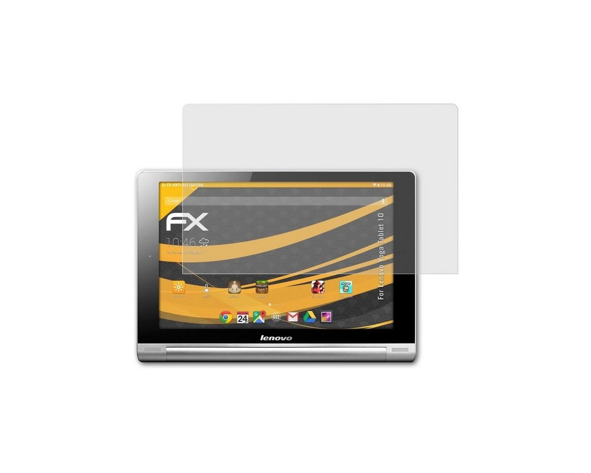 atFoliX Schutzfolie für Lenovo Yoga Tablet 10, (2 Folien), Entspiegelnd und stoßdämpfend von atFoliX