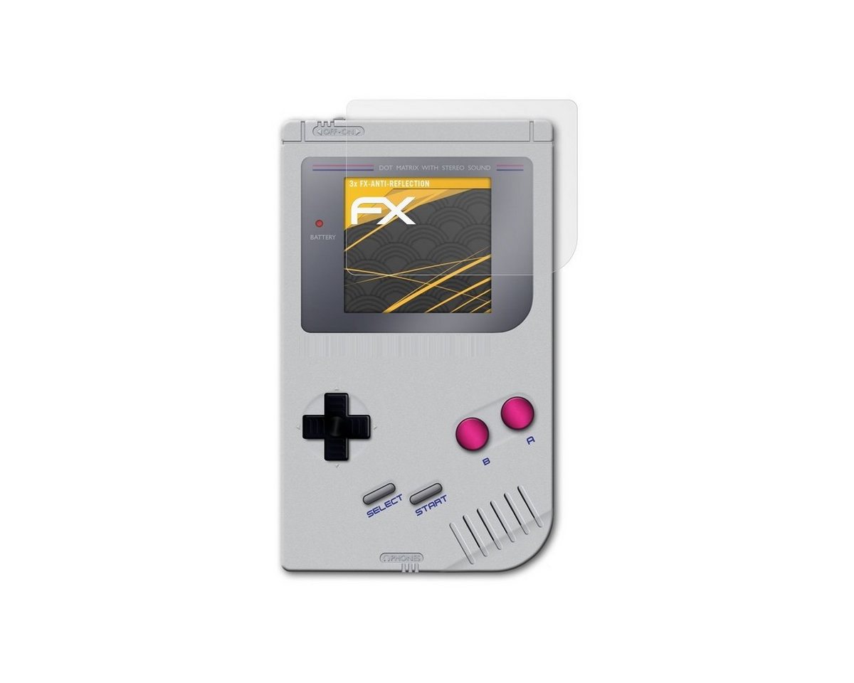 atFoliX Schutzfolie für Nintendo GameBoy, (3 Folien), Entspiegelnd und stoßdämpfend von atFoliX