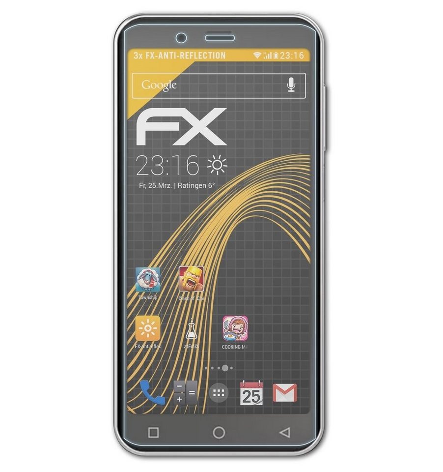 atFoliX Schutzfolie für Peaq PSP 400, (3 Folien), Entspiegelnd und stoßdämpfend von atFoliX