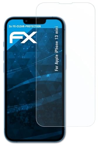 atFoliX Schutzfolie kompatibel mit Apple iPhone 13 mini Folie, ultraklare FX Displayschutzfolie (3X) von atFoliX