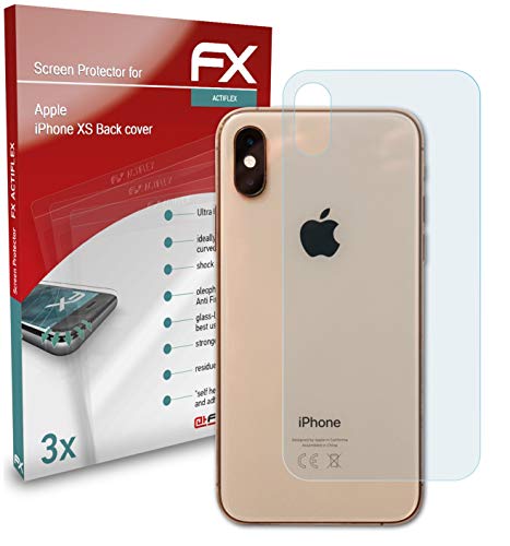 atFoliX Schutzfolie kompatibel mit Apple iPhone XS Back cover Folie, ultraklare und flexible FX Displayschutzfolie (3X) von atFoliX