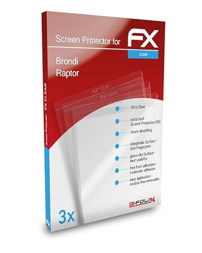 atFoliX Schutzfolie kompatibel mit Brondi Raptor Folie, ultraklare FX Displayschutzfolie (3X) von atFoliX