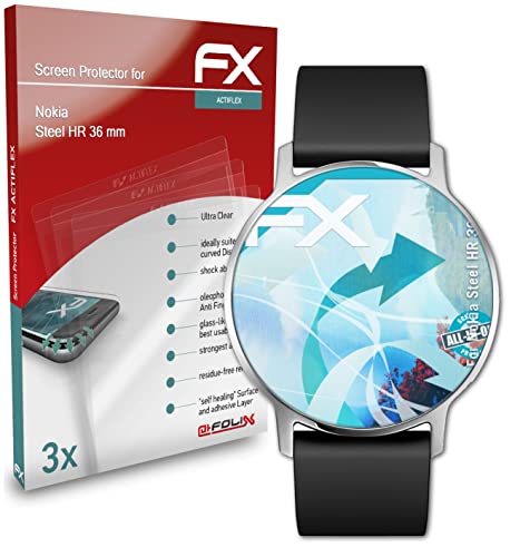 atFoliX Schutzfolie kompatibel mit Nokia Steel HR 36 mm Folie, ultraklare und flexible FX Displayschutzfolie (3X) von atFoliX