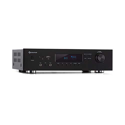 AUNA AMP-H260 5.1 Equalizer-Empfänger, 2 x 100 W + 3 x 20 W RMS, Bluetooth-Funktion, USB-Port, SD-Player, Opt. & Koaxial; Digital-In, 2 x HDMI-In / 1 x HDMI-Out - schwarz von auna