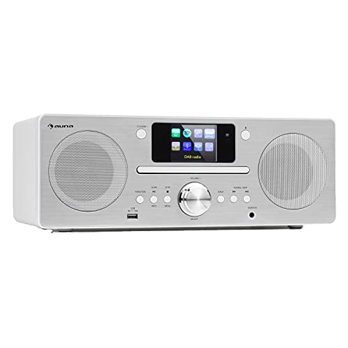 Auna Radio, Tragbares DAB Radio mit CD Player, DAB Plus Radio mit Bluetooth, DAB/DAB+/FM Radio, Küchenradio mit TFT Display, MP3, Streaming, Digitalradio Klein, Radio mit Wecker und Fernbedienung von auna