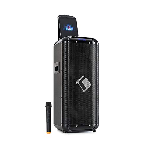 auna Moving 2100 Mobile 2 x 10 PA-Anlage/Karaokeanlage, XMR-Bass-Technology: 2 x 10 (25,4 cm) Woofer / 3" Tweeter / 100 W Nennleistung / 300 W max., Smartphonehalterung, schwarz von auna