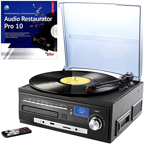 auvisio Plattenspieler: Kompakt-Stereoanlage & Digitalisierer mit DAB-Digitalradio & Software (Schallplattendigitalisierer, Plattenspieler mit CD, Kassettenrekorder) von auvisio