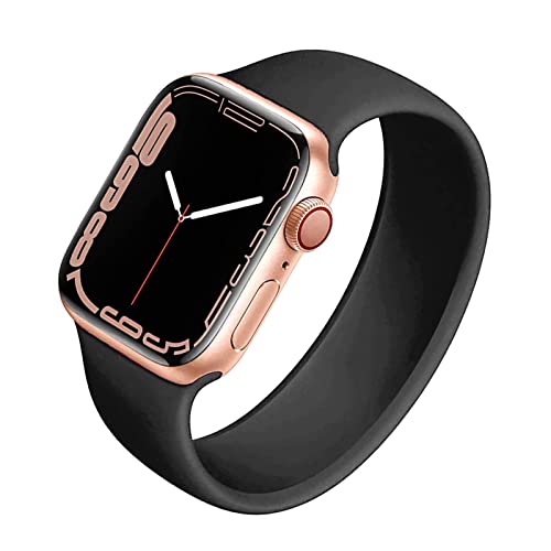 auxte Solo Loop-Armband kompatibel mit Apple Watch, 42 mm, 44 mm, 45 mm, für Damen und Herren, Flüssigsilikon, weiches Sportarmband, Schwarz von auxte