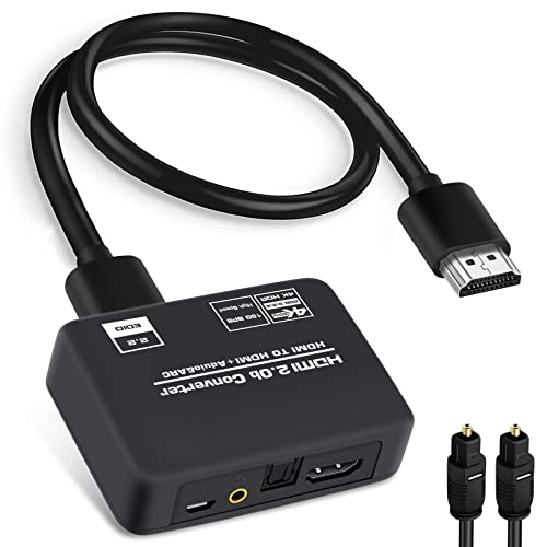4K@60Hz HDMI 2.0b Audio Extractor Splitter Converter, HDMI zu HDMI + Optical Toslink SPDIF + 3.5mm Stereo Analog Audio, HDMI Audio Embedder Inserter für PS5,Xbox, mit Optisches Digital kabel von avedio links