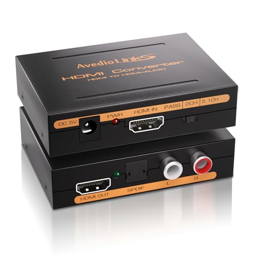 avedio links 4K HDMI Audio Extractor Splitter, 1080P HDMI to HDMI Audio Converter + Optical Toslink SPDIF + RCA L/R Stereo Analog Audio, HDMI Audio Adapter von avedio links