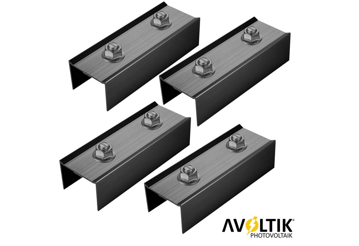 avoltik 4er Set Profilverbinder schwarz mit Schrauben Solarmodul-Halterung, (4 schwarze Profilverbinder mit 8 Schrauben, Farbe schwarz) von avoltik
