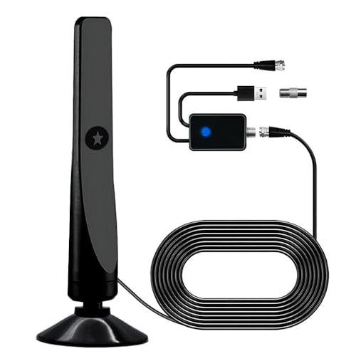 DVB-T/DVB-T2 Interne TV-Antenne, HDTV-Antenne, tragbar, digital, verstärkt mit Signalverstärker, unterstützt 4K 1080P, VHF UHF, kostenlose kanäle, für Home Smart TV, lokale TV-Kanäle, 3m Koaxialkabel von aweskmod