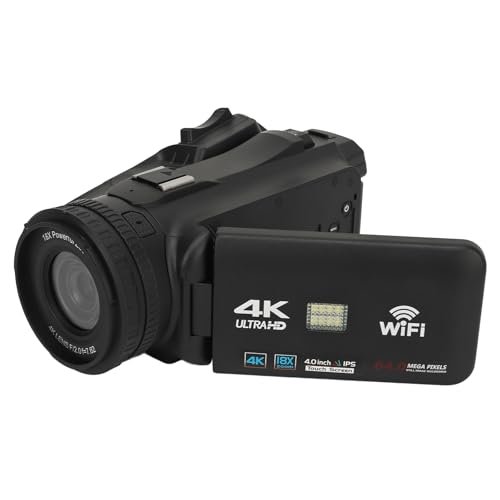 Camcorder Videokamera 4k, 64 MP 18-facher Digitalzoom 4-Zoll-Rotations-Touchscreen Vlogging-Kamera Mit Externer Mikrofon-Gegenlichtblende-Stabilisator-Fernbedienung Videokamera von banapoy