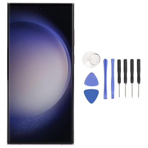 banapoy für Galaxy S23 Ultra 5G Bildschirmersatz, 6,7 OLED-Display Touchscreen-Digitizer-Baugruppe mit Rahmen und Reparaturwerkzeugen für S23 Ultra 5G SM S918B, Unterstützt (Purple) von banapoy