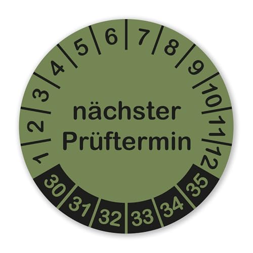 Selbstklebende Prüfplaketten Nächster Prüftermin 2030-2035 oilvefarbende Aufkleber 150 Stück widerstandsfähige Mehrjahresplaketten Ø 20mm von banjado