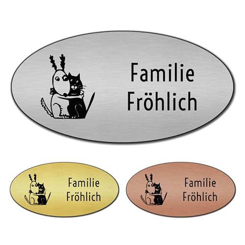 banjado® Türschild 2 Gold personalisiert Graviertes Klingelschild selbstklebend oder als Namensschild Briefkasten versch. Größen Hausschild personalisiert für Draußen mit Namen Beste Freunde Immer von banjado