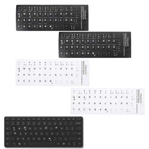 4 Stück Tastaturaufkleber Deutsch,Tastatur Aufkleber Sticker Deutsch,deutsche Tastaturaufkleber,Tastatur Aufkleber Sticker Deutsch,für Jede Standardtastatur, Laptoptastatur(schwarz und weiß) von banjiabb