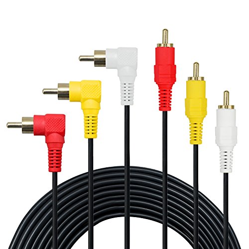 3 Cinch-Kabel – Premium vergoldet 90 Grad rechts Winkel RCA Audio/Video-Kabel, 3 Stecker auf 3 Stecker Composite Video Audio A/V AV-Kabel 3m von baolongking