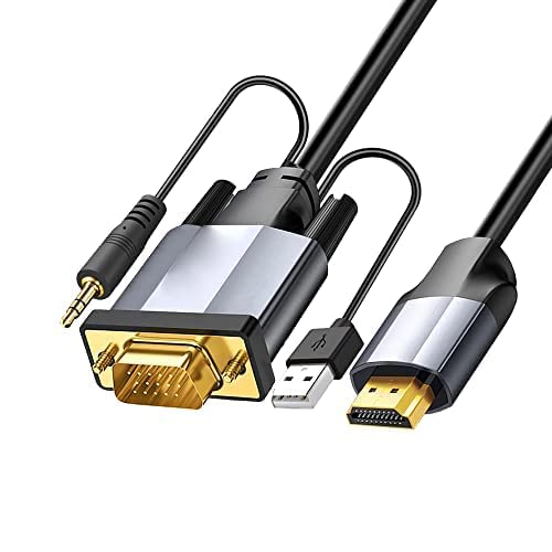baolongking VGA-auf-HDMI-Adapterkabel mit Audio, konvertiert VGA-Quelle (PC) in HDMI-Stecker (TV/Monitor) 1080P, aktiver VGA-Stecker auf HDMI-Ausgang, Video-Adapterkabel für Computer, Projektor (5 m) von baolongking