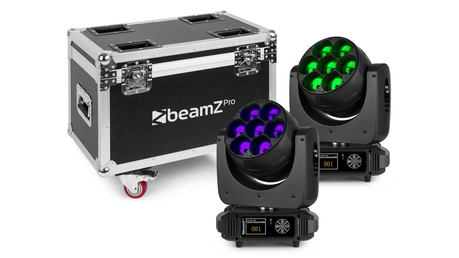 beamZ Pro MHL740 LED Wash Moving Head with Zoom 2pcs in Flightcase von beamZ Pro