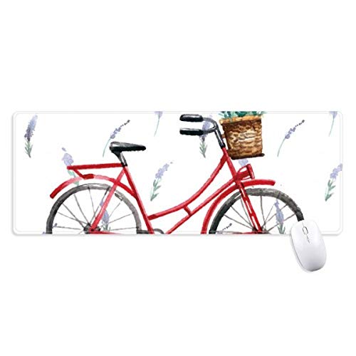 beatChong Aquarell Fahrrad-Lavendel-Blumen-Non-Slip Mousepad Große Erweiterte Spiel Büro titched Kanten Computer-Mat Geschenk von beatChong