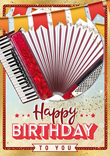 bentino Geburtstagskarte XL mit AKKORDEON-Funktion! Mit der Grußkarte Happy Birthday spielen, Glückwunschkarte zum Geburtstag aus der Serie Great Cards, DIN A4 Set mit Umschlag, von bentino