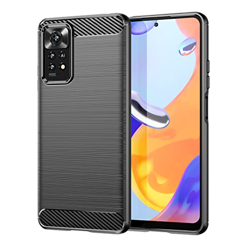 betterfon | Hülle Carbon Look Stoßfeste Handy Tasche TPU Silikon Cover Bumper für Xiaomi Redmi Note 11 Pro/Xiaomi Redmi Note 12 Pro 4G in Schwarz von betterfon