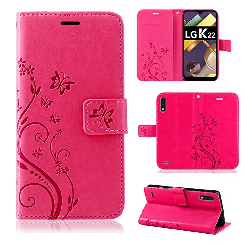 betterfon | LG K22 Hülle Flower Case Handytasche Schutzhülle Blumen Klapptasche Handyhülle Handy Schale für LG K22 Pink von betterfon