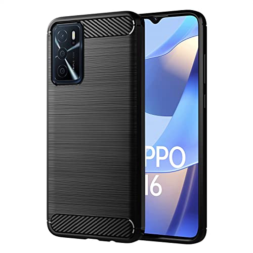 betterfon | Oppo A16 Hülle Carbon Look Outdoor Stoßfeste Handy Tasche Hybrid Case Schutzhülle TPU Silikon Cover Bumper für Oppo A16 / A16s Schwarz von betterfon