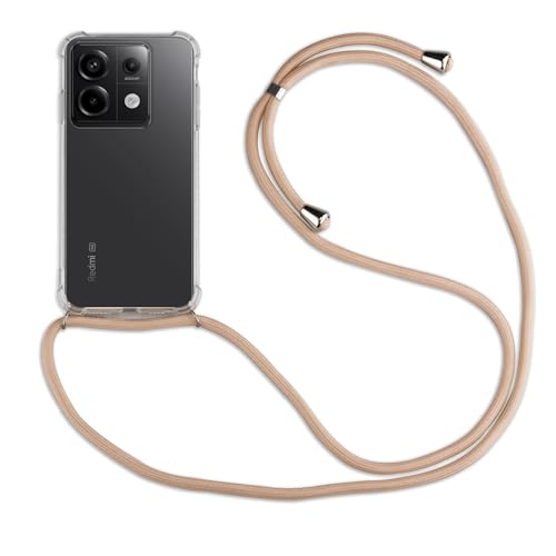 betterfon | Xiaomi Redmi Note 13 Pro 5G Handykette Smartphone Halskette Hülle mit Band - Schnur mit Case zum umhängen Handyhülle mit Kordel zum Umhängen für Xiaomi Redmi Note 13 Pro 5G in Beige/Braun von betterfon