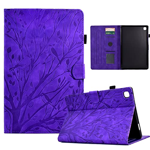 Tablet-Schutz Vintage-Tablet-Hülle kompatibel mit Samsung Galaxy Tab A 10.1 2019 SM-T510/T515, Premium-PU-Leder, Multi-Angle-Viewing mit 2 Kreditkartenfächern Tablet-Zubehör(Purple) von bigcgreen