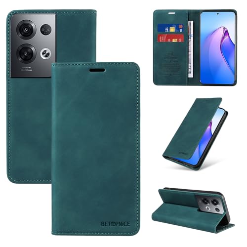 Telefonschutz Brieftaschen-Hülle kompatibel mit Oppo Reno 8Pro 5G/Reno 8Pro+ 5G Hülle mit Kartenhalter, Flip-Cover, RFID-blockierende Schutzhülle aus Leder, langlebige, stoßfeste Abdeckung Telefonzube von bigcgreen