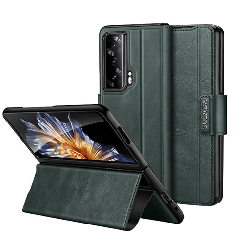 Telefonschutz Kompatibel mit Huawei Honor Magic VS Ganzkörper-Hülle, Leder-Folio-Klapphülle, magnetisch, schmal, stoßfeste Schutzhülle mit Scharnierschutz und Ständer Telefonzubehör(Green) von bigcgreen