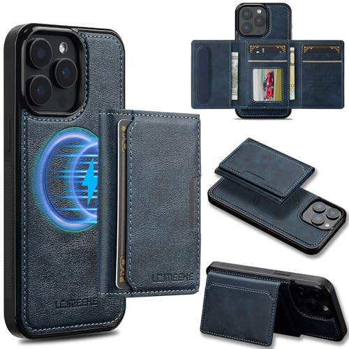 Telefonschutz Kompatibel mit iPhone 15 Pro Max, magnetische, abnehmbare Hülle mit Kartenhalter, Compatible with 15 Pro Max Leder-Brieftaschenhülle mit RFID-Blockierung, passend Compatible with , robus von bigcgreen