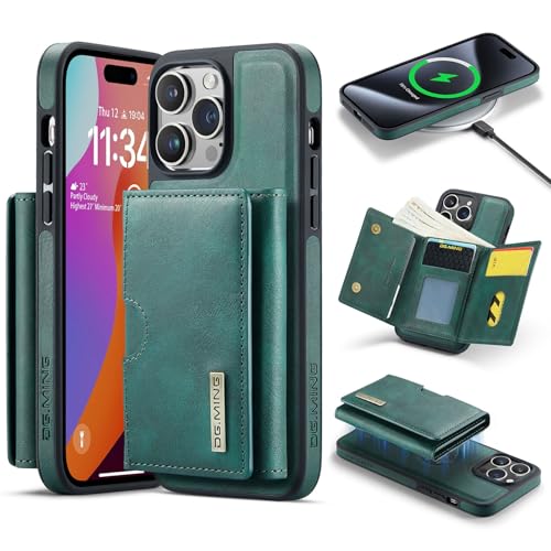 Telefonschutz Magnetic Wallet Case Phone Card Holder Compatible with iPhone 14 Pro Max,Magnetic Detachable Wallet RFID Blocking Leather Case Tri-fold Wallet Kickstand Protective Cover Telefonzubehör(G von bigcgreen