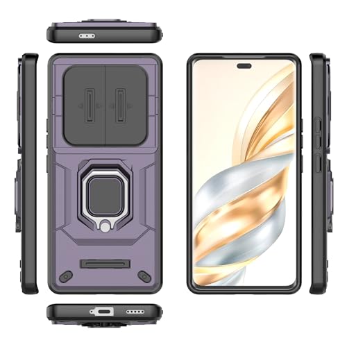 bigcgreen Telefonschutz Kompatibel Mit Huawei Honor X60 Pro 5G (Inlandsversion), Schlanke Handyhülle Mit Ständer, PC- Und TPU-Handyhülle Mit Druckfenster Telefonzubehör(Purple) von bigcgreen