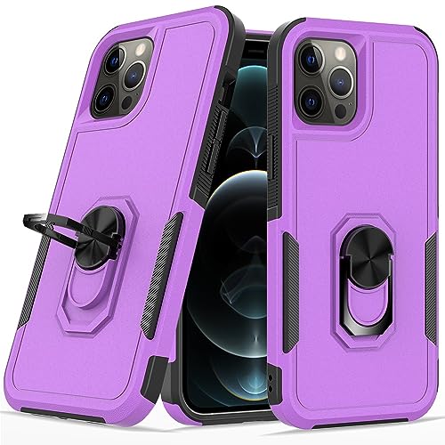 bigcgreen Telefonschutz Kompatibel mit iPhone 12 Pro Max Hülle, robuste Ganzkörper-Schutzhülle mit stoßfestem Metallring und Ständer, kompatibel mit iPhone 12 Pro Max Telefonzubehör(Purple) von bigcgreen