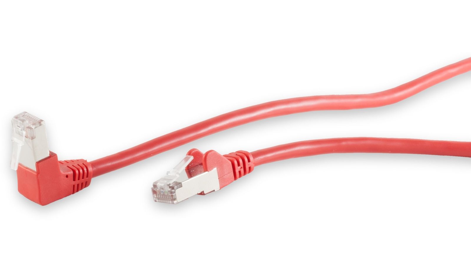 CAT.6 Patchkabel, S/FTP, 90°-gerade, 1,0 m, rot